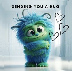 an image of a cartoon character with the words sending you a hug