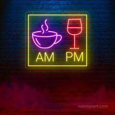 Embrace a day-to-night celebration! Our LED-lit "AM Coffee PM Wine Neon Sign" embodies the essence of ☕ morning vigor and 🍷 evening relaxation, perfect for spaces celebrating day-to-night drink transitions. Whether it's a café, bar, or cozy home setup, this sign is a cheerful representation of day-to-night drink transitions, setting the ambiance perfectly for each moment." Perks of AM Coffee PM Wine Neon Sign ☀️🌙 Time-Defined Radiance: Illuminates vibrantly, marking the transition from morning Neon Coffee, Coffee Bar Neon Sign, Coffee Neon Light Signs, Coffee Neon Light, Neon Light Coffee Shop, Open Signs, Restaurant Signs, Office Signs, Pet Signs