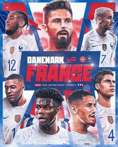 the poster for france's upcoming world cup game, featuring players from both teams