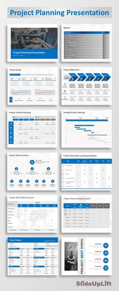 the blue and white powerpoint presentation is displayed on top of each other, with an arrow