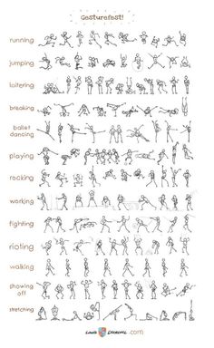 an exercise chart with the words running, jumping, stretching and other things to do