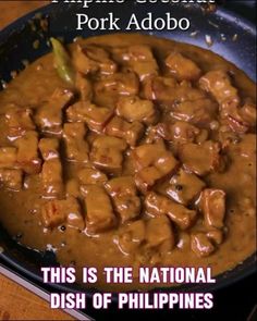 this is the national dish of philippines made from pork adobo and served in a skillet