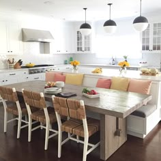 a kitchen table with chairs around it