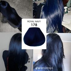 Blue Hair On Dark Hair, Midnight Blue Hair No Bleach, Super Dark Blue Hair, Dark Navy Hair Midnight Blue, Hair Inspo For Dark Hair, Very Dark Blue Hair, Blue Asian Hair, Dark Blue Skunk Stripe Hair, Blue Dyed Hair Black Women