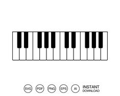 the piano keyboard is shown with five keys and four equal numbers on each one side