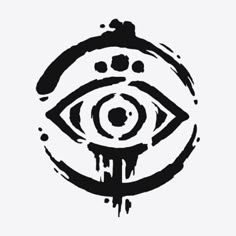 an all seeing symbol with paint splattered on the bottom and eye in the middle