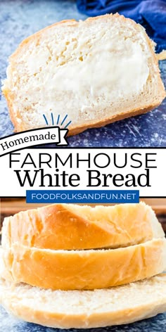 homemade farm house white bread with text overlay