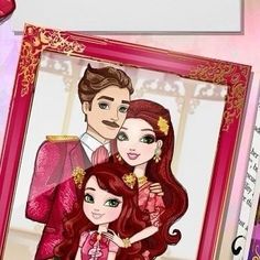 an image of a couple with red hair and green eyes in front of a pink frame