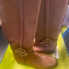 Tory Burch Livingston Boots Great Boots. I’m Just Rotating My Closet Out. Brown Embellished Round Toe Boots, Tory Burch Sleeping Bag Boots, Riding Boots Brown, Western Brown Knee-high Boots With Round Toe, Tory Burch Riding Boots, Brown Riding Boots, Brown Ankle-high Moto Boots With Zipper Closure, Boots Brown, Tory Burch Shoes