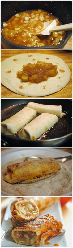 some food is being prepared and ready to be cooked in the oven, then baked