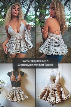 crocheted baby doll top and crochet mini skirt pattern