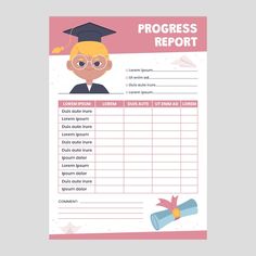 a student's progress report is shown in the form of a graduation cap and diploma