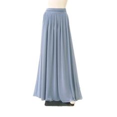 Flowy Light Blue Party Skirt, Light Blue Flowy Skirt For Party, Fitted Chiffon Pleated Bottoms, Long Summer Skirt For Bridesmaid, Blue Flowy Party Skirt, Blue Tiered Tulle Maxi Skirt, Blue Tulle Tiered Maxi Skirt, Flowy Blue Party Skirt, Blue Flowy Skirt For Party