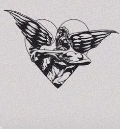 a drawing of an angel holding a heart