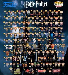 the poster for harry potter is shown with many different characters and their names on it