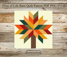 the tree of life quilt pattern is shown on a wooden background with text that reads instruction