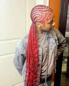 Burgundy Alicia Keys Braids, Red Alicia Keys Braids, Alesha Keys Braids, Braids Trending, Keys Braids, Fulani Braids Hairstyles, Red Braids, Alicia Keys Braids