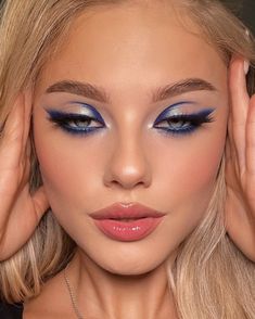 Makeup For Blue Hair, Navy Dress Makeup Ideas, Makeup Azul, Ball Makeup, Scene Makeup, Show Makeup, Makeup Face Charts