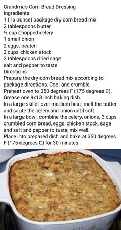 the recipe for this casserole is shown with instructions