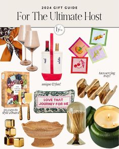 the ultimate gift guide for the ultimate host, including candles, cards and other items