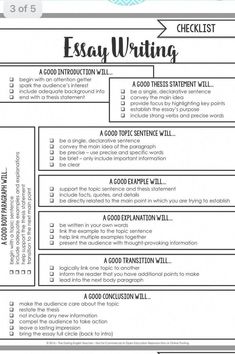 the writing checklist for an english lesson