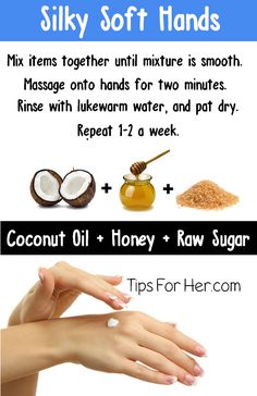 DIY Hand Scrub - For silky, soft hands. Moisturizes and helps to repair dry, cracked skin. Great for during the winter! Works nicely, smells great and leaves your hands feeling super soft!