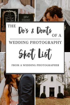 the do's and don'ts of a wedding photography shot list