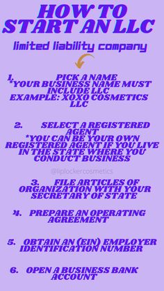 This is an image of a step by step guide on how to start an LLC. Llc Tips, Free Llc, Creating A Small Business, Start An Llc, Business Llc, Forming An Llc, Llc Ideas, Starting A Llc Business, What Is An Llc