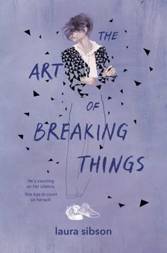 the book cover for the art of breaking things by lauren gibson, with an illustration of a woman in black and white