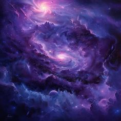 purple and blue space filled with lots of stars