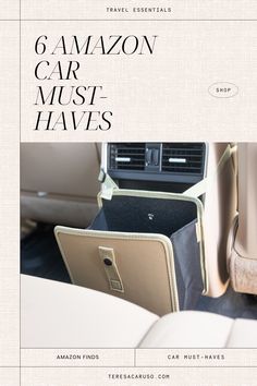 an advertisement for the car must haves, with images of cars and their interior