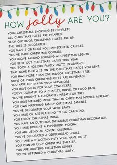 a list with christmas lights and the words how jolly are you?