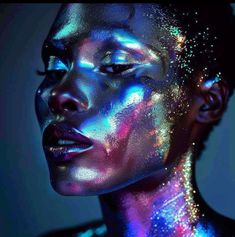 Lightning Makeup, Positive Poison, Mami Wata, Holographic Makeup, Face Drawing Reference, Makeup Game, Art Story, Festival Looks, Artistic Photography