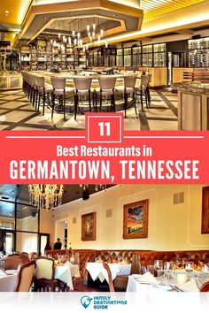 the restaurant with tables and chairs is featured in this postcard for best restaurants in germantown, tennessee