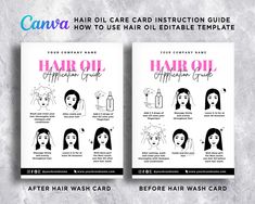 "Hi, Thank you for visiting CorsaCreate! Complete your  Hair Oil Scoop package with this creative Instruction Card and Thank you Card! Customize this Editable template at Canva with your own logo or brand name! Colors is editable too! Comes with 2 Card Size 4\" x 3\" and 5.5\" x 4.25\" Technically What will you get: 1 PDF Canva Link access of the following templates: Rectangle Wrap Label 4\" x 3\" Bath Bomb Instruction and Thank you Card! 5.5\" x 4.25\" Bath Bomb Instruction and Thank you Card! Oil Hair, Hair Product, Growth Oil, Care Hair, Hair Growth Oil, Care Card, Bath Bomb, Hair Oil, Editable Template