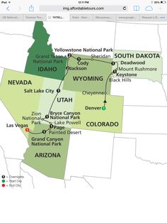 a map showing the location of several parks and attractions in wyoming, utah, and idaho