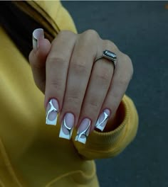 Wow Nails, Silver Nails, Square Acrylic Nails, Manicure Y Pedicure, Fire Nails, Funky Nails, Best Acrylic Nails, Square Nails