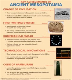 an ancient mesopoptamia poster with information about the history and its origins