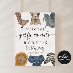 a welcome sign hanging from the side of a wall with animals and zebras on it