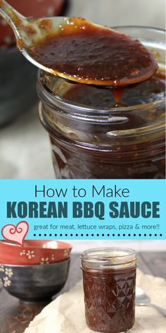 how to make korean bbq sauce in a glass jar with spoon and bowl on the side