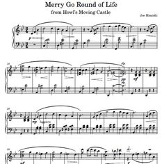 merry go round of life from how's moving costle sheet music for piano