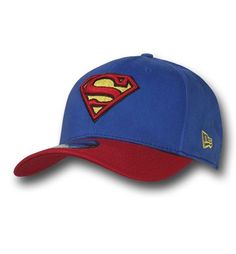 Superman logo 39Thirty New Era Blue & Red Baseball Cap hat Superhero Hats, Shield Symbol, Red Baseball Cap, Superman Symbol, Red Bill, Superman Logo, Men's Baseball Cap, New Era Hat, Men Baseball Cap