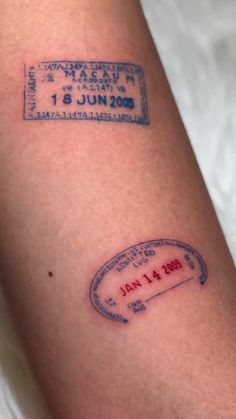 a close up of a person's arm with a stamp on it and the date