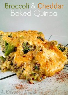 broccoli and cheddar baked quiche on a plate