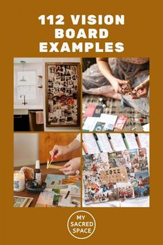 the cover of 12 vision board examples, including pictures and text on it with images of people