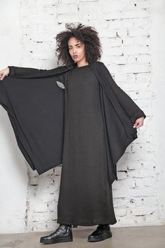 Long Black Vest/ Long Vest/ Black Cape/ Asymmetrical Vest/ Extravagant Tunic Vest/ Oversize Vest/ Ex Black Fitted Long Sleeve Cape, Black Long Sleeve Evening Cape, Long Vest Black, Long Black Vest, Asymmetrical Vest, Maxi Vest, Plus Size Vest, Vest Plus Size, Black Cover Up