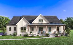 this is an artist's rendering of the farmhouse style house plans for small homes