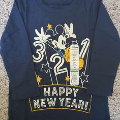 Disney 2t Happy New Year Long Sleeve Shirt. Light Material. New With Tags! Disney New Years, New Year Disney Shirt, Disney World New Years Eve, Disney New Years Eve, New Year’s Eve Disney Shirts, New Years Shirts, Jumping Beans, Kids Shirts, Happy New Year