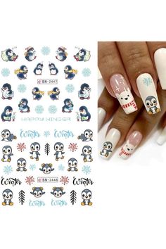 Christmas Nail Art Stickers Winter Penguin Nail Decals Cute Water Transfer Nail Art Decoration Supplies Snowflakes Animals Xmas Nail Design New Year Manicure Decals for Women Girls 12PCS New Year Manicure, Water Transfer Nail Art, Penguin Nails, Xmas Nail Designs, Decals For Women, Xmas Nail, Winter Penguin, Water Transfer, Xmas Nails