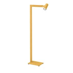 a yellow floor lamp on a white background